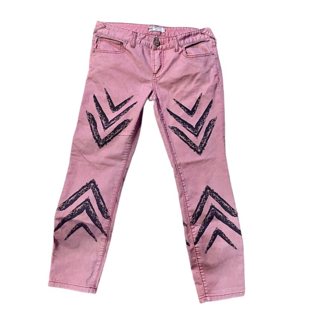 FREE PEOPLE DOTTED IKAT ARROW JEANS - Picture 2 of 11
